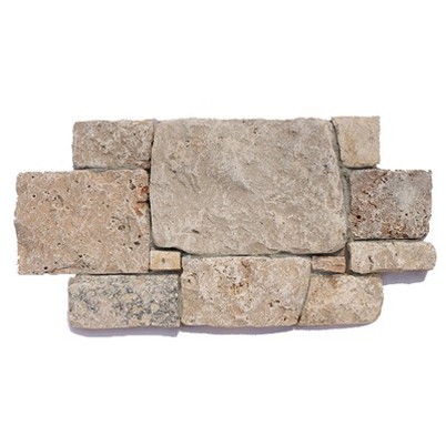 Çapraz Şekilli Taş Panel Traverten Duvar Kaplama Bej Renk JRD-068